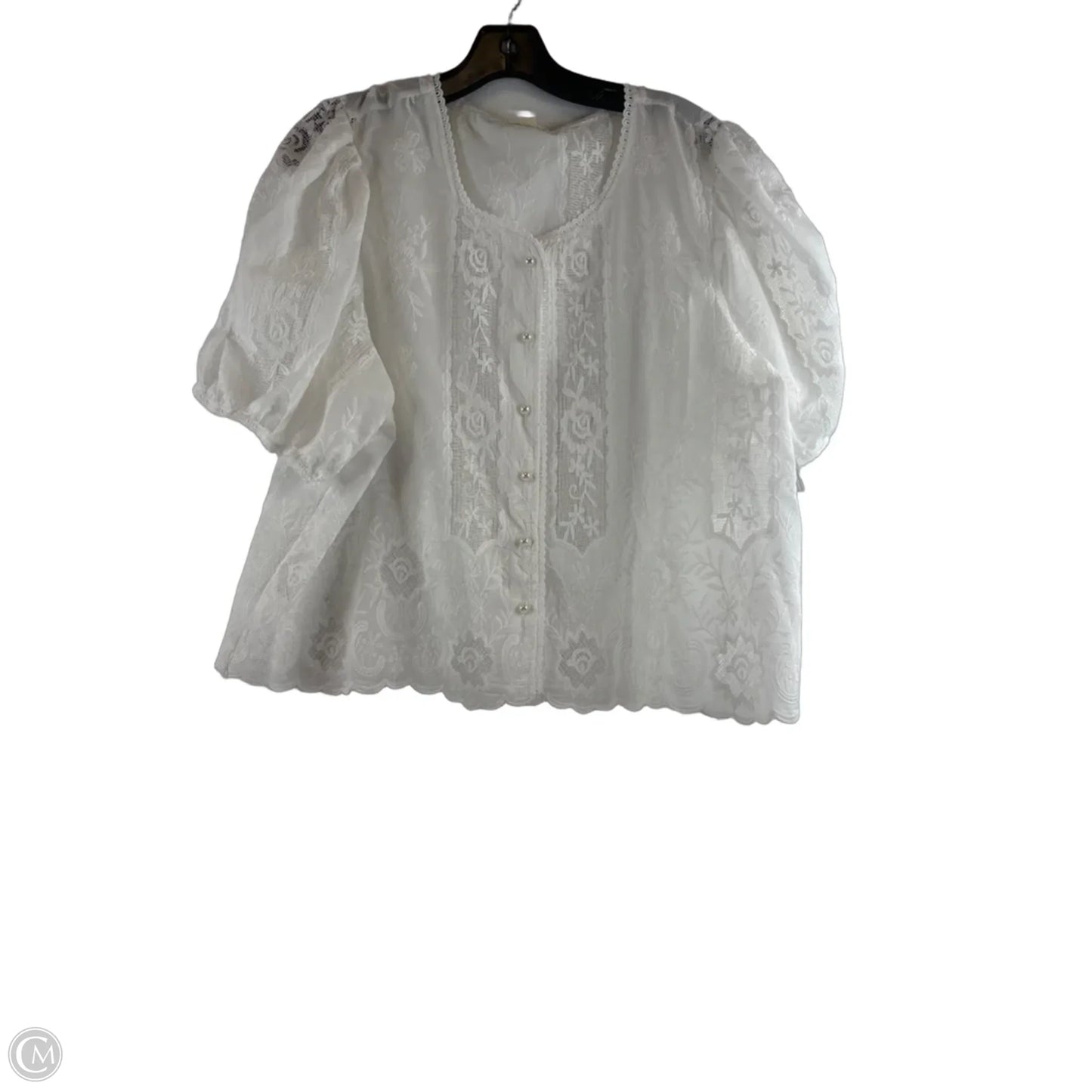 Top Short Sleeve By Ultra Pink In White, Size: Xl