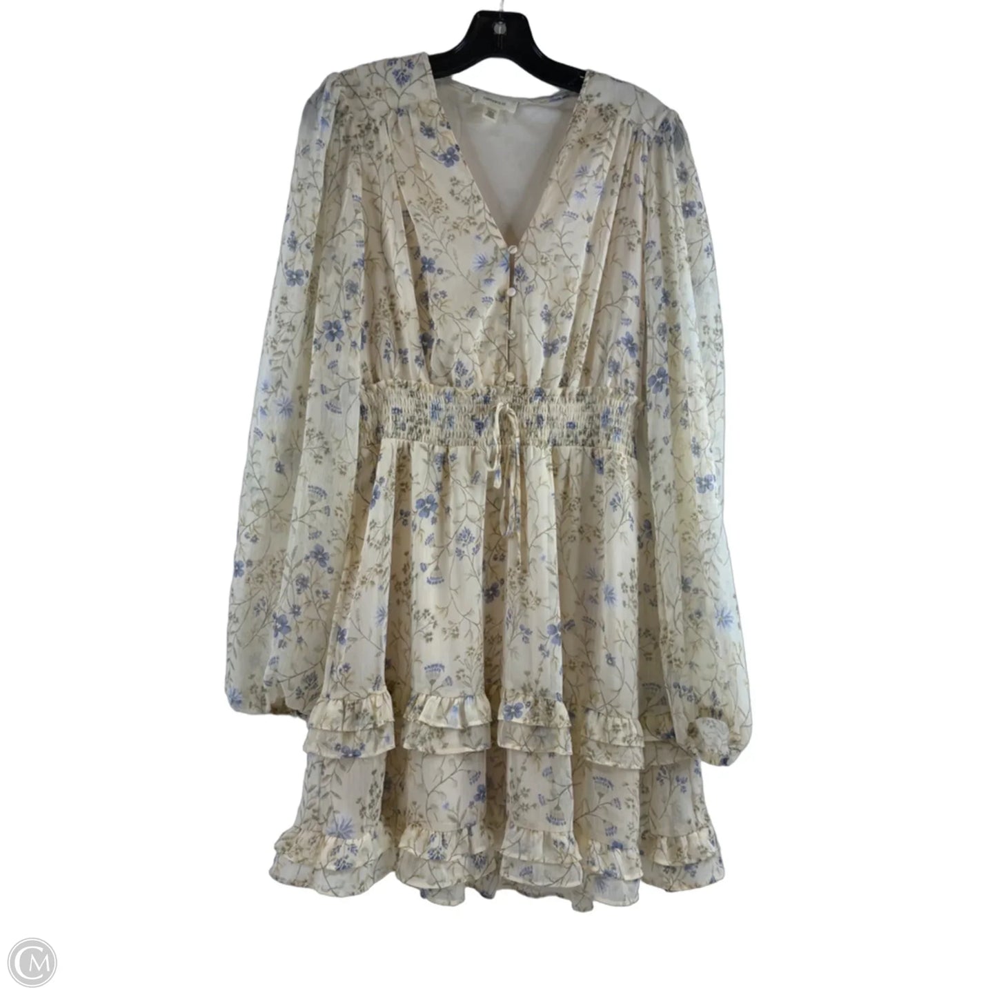 Dress Casual Midi By Tamara H In Blue & Cream, Size: M