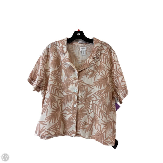 Top Short Sleeve By Nicole By Nicole Miller In Cream & Tan, Size: L