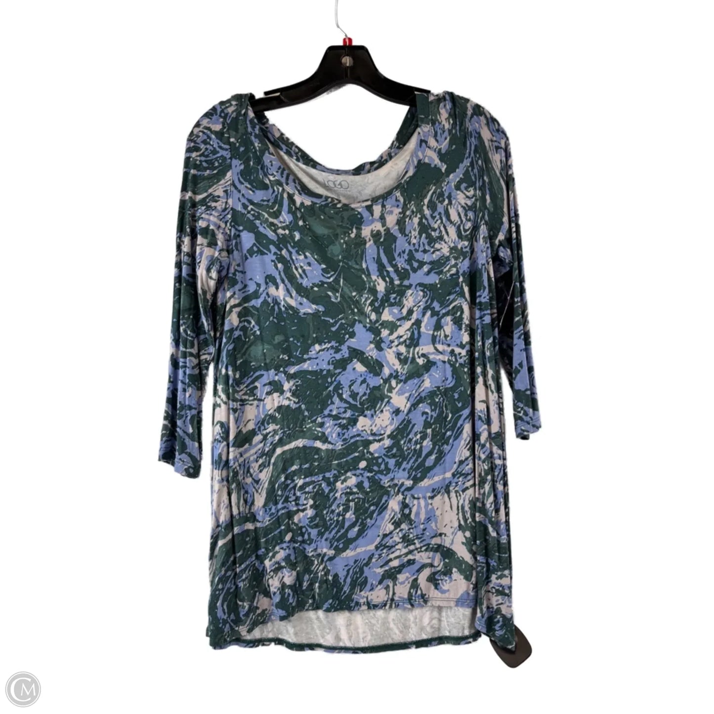 Top 3/4 Sleeve By Logo In Blue & Green, Size: S