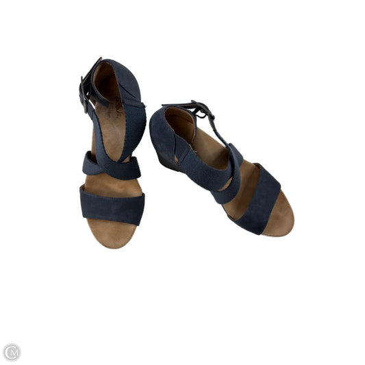 Sandals Heels Wedge By Life Stride In Blue, Size: 8.5