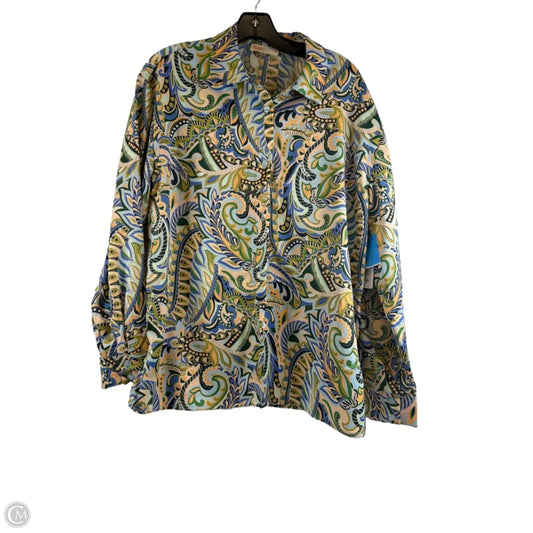Top Long Sleeve By Intempo In Green & Yellow, Size: M