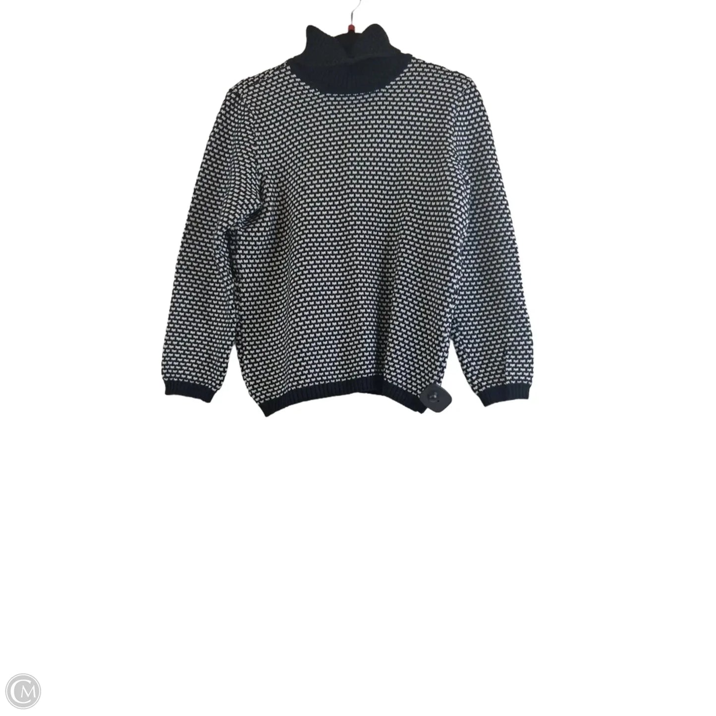 Sweater By Karen Scott In Black & White, Size: L