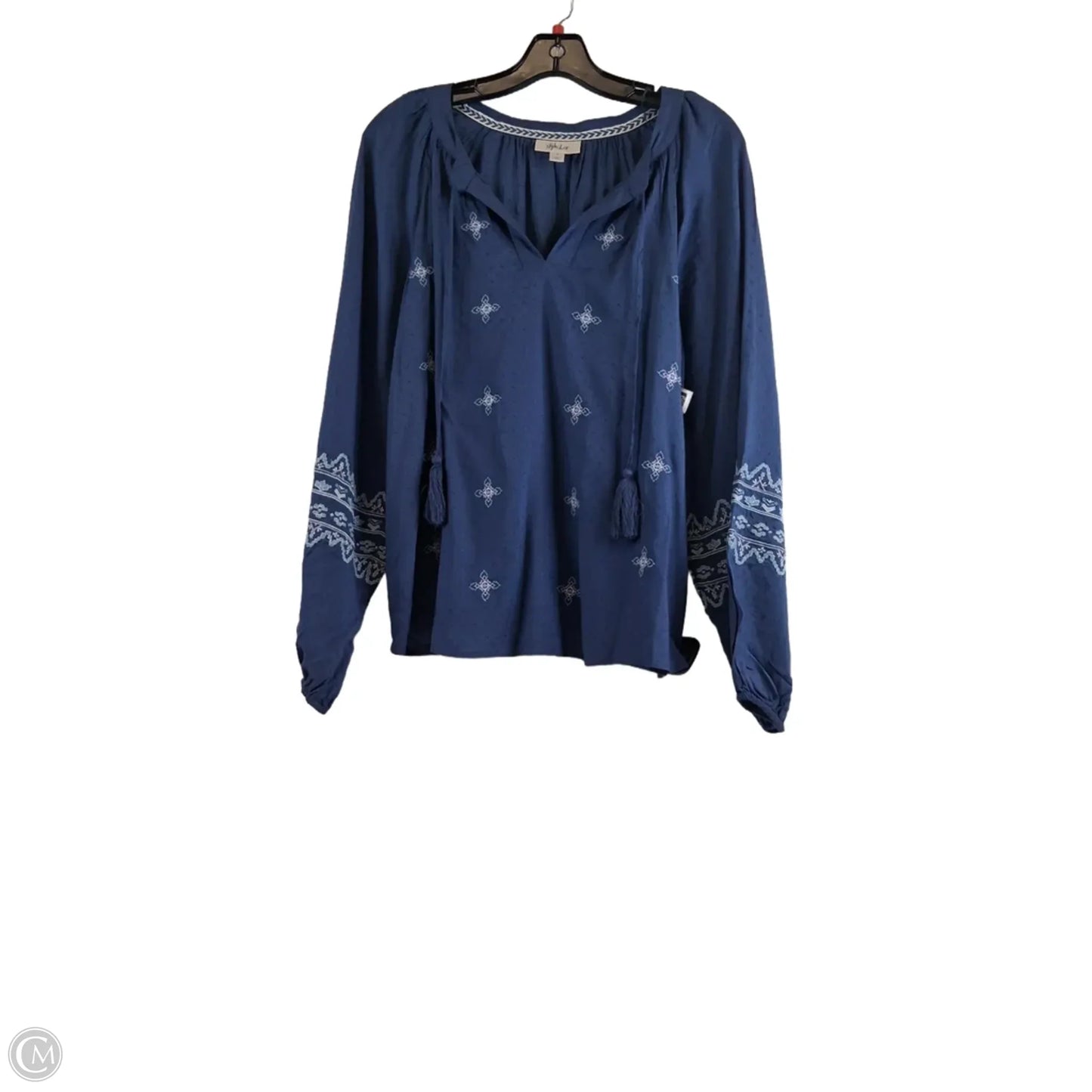 Top Long Sleeve By Style And Company In Blue & White, Size: S