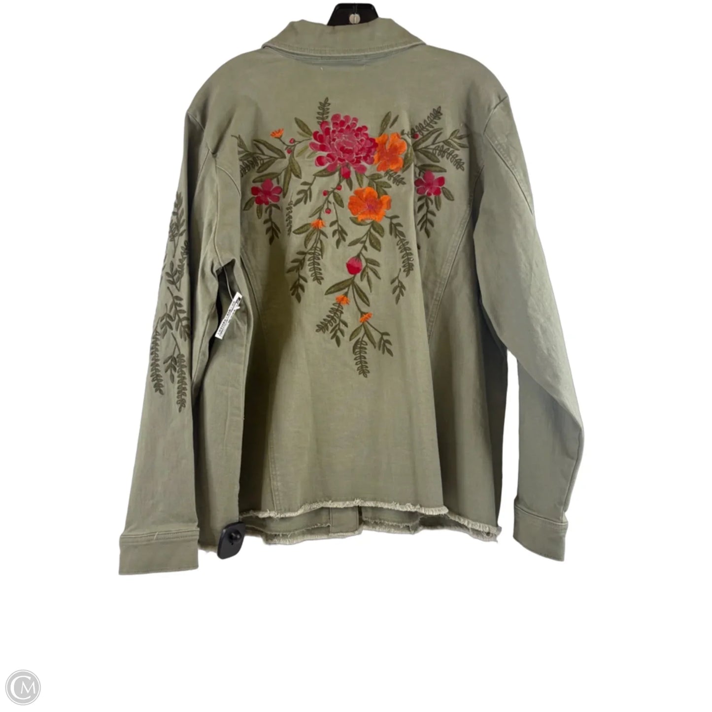 Jacket Denim By Clothes Mentor In Green & Pink, Size: 2x