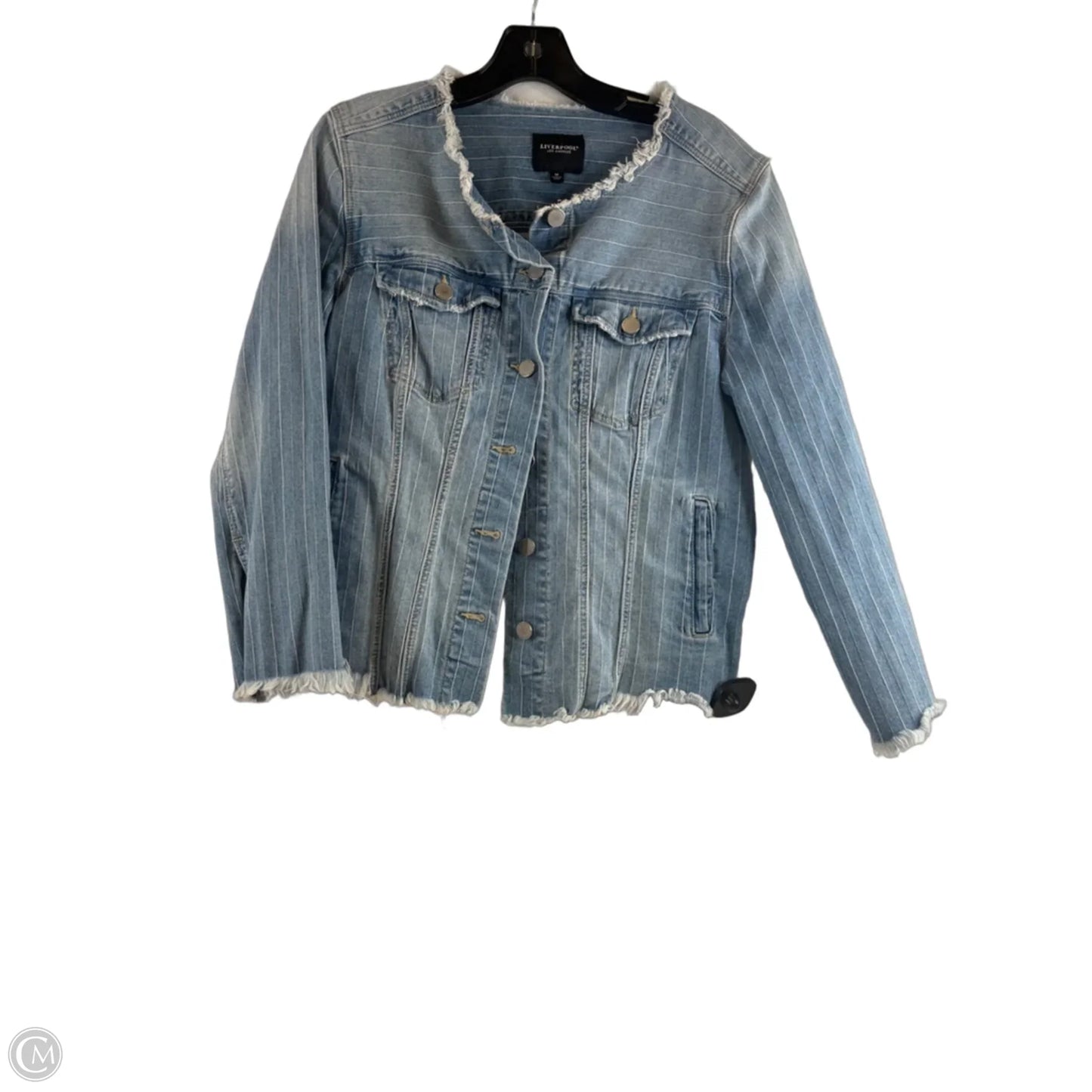 Jacket Denim By Liverpool In Blue & White, Size: M