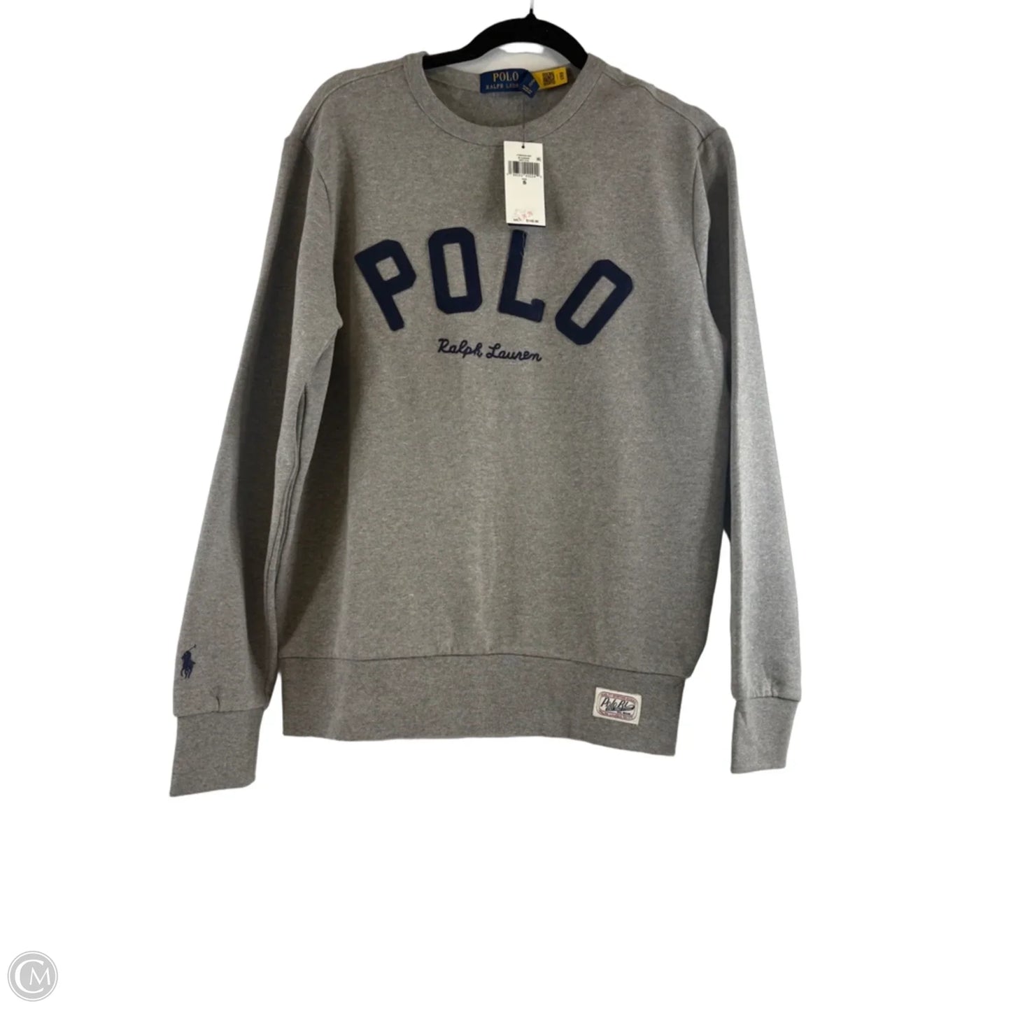Sweatshirt Hoodie By Polo Ralph Lauren In Blue & Grey, Size: S