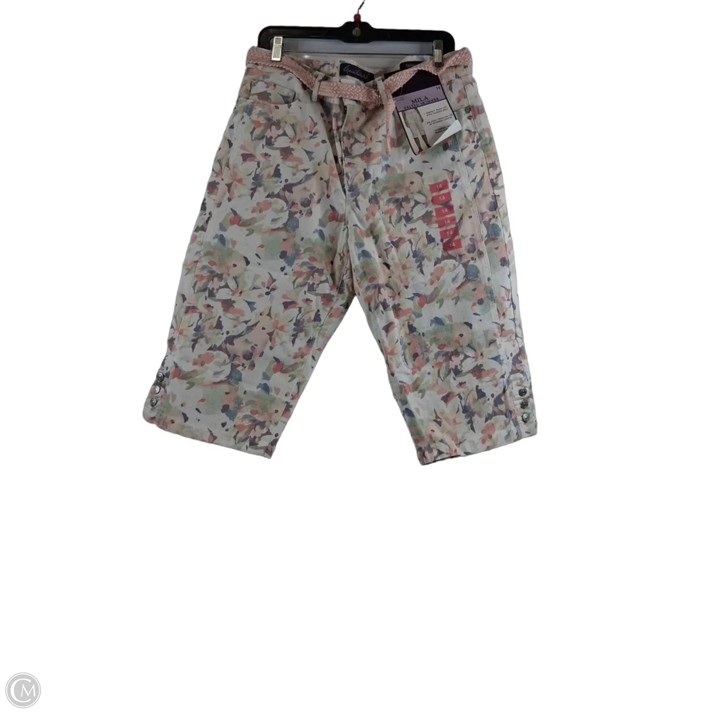Capris By Gloria Vanderbilt In Pink & White, Size: 14