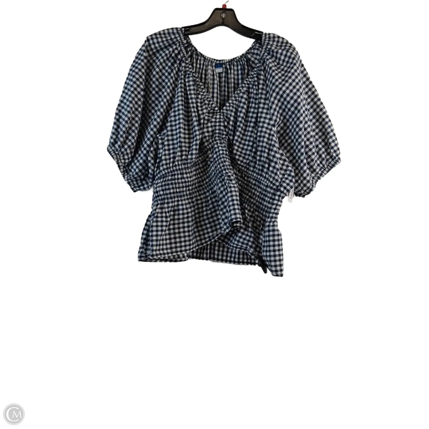 Top Short Sleeve By Old Navy In Checkered Pattern, Size: Xl