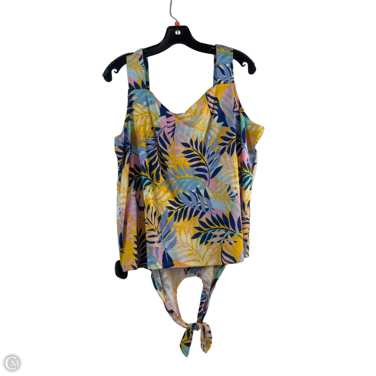 Top Sleeveless By Caribbean Joe In Blue & Yellow, Size: Xl