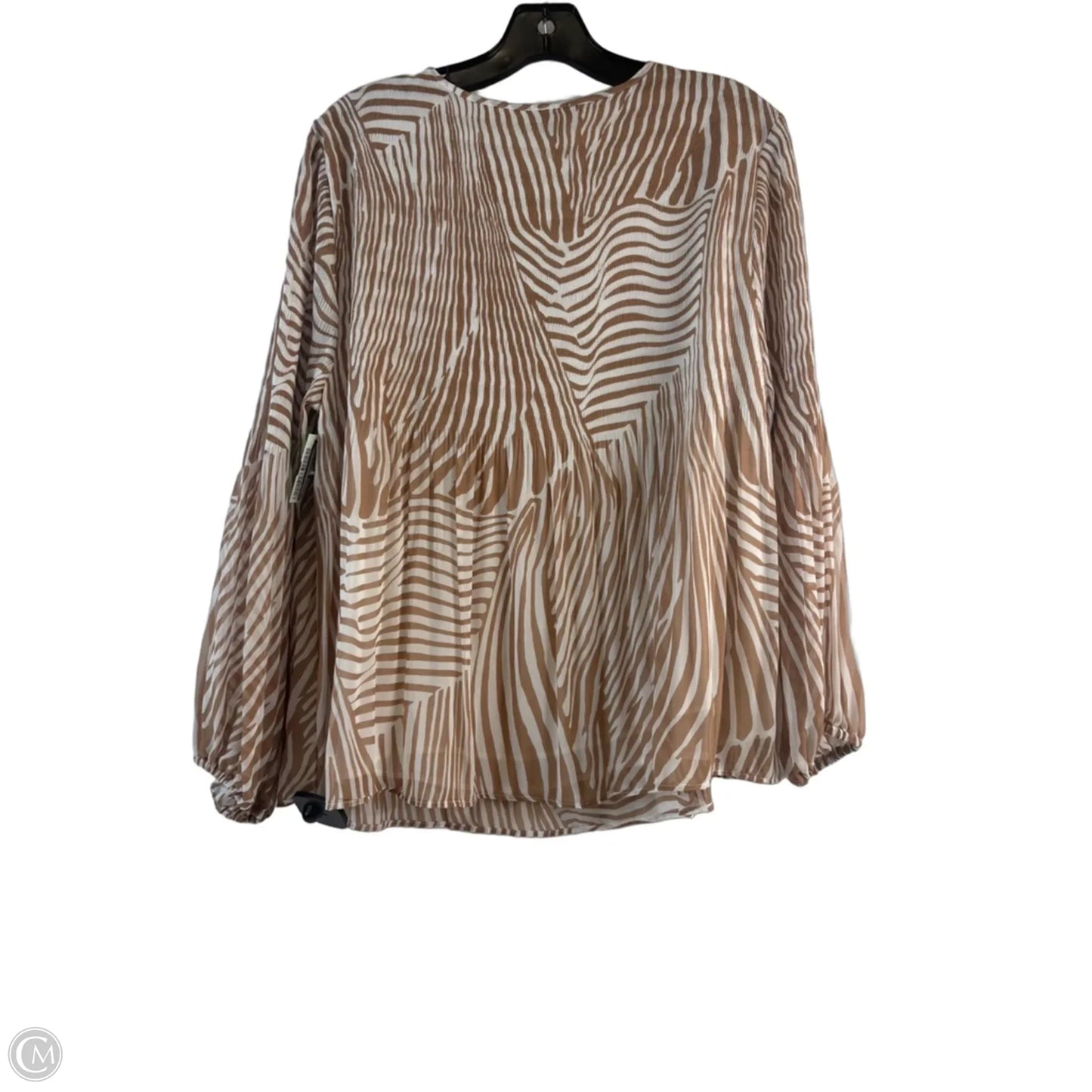 Top Long Sleeve By Chicos In Tan & White, Size: L