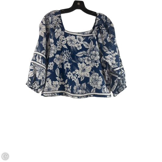 Top 3/4 Sleeve By C And C In Blue & White, Size: S