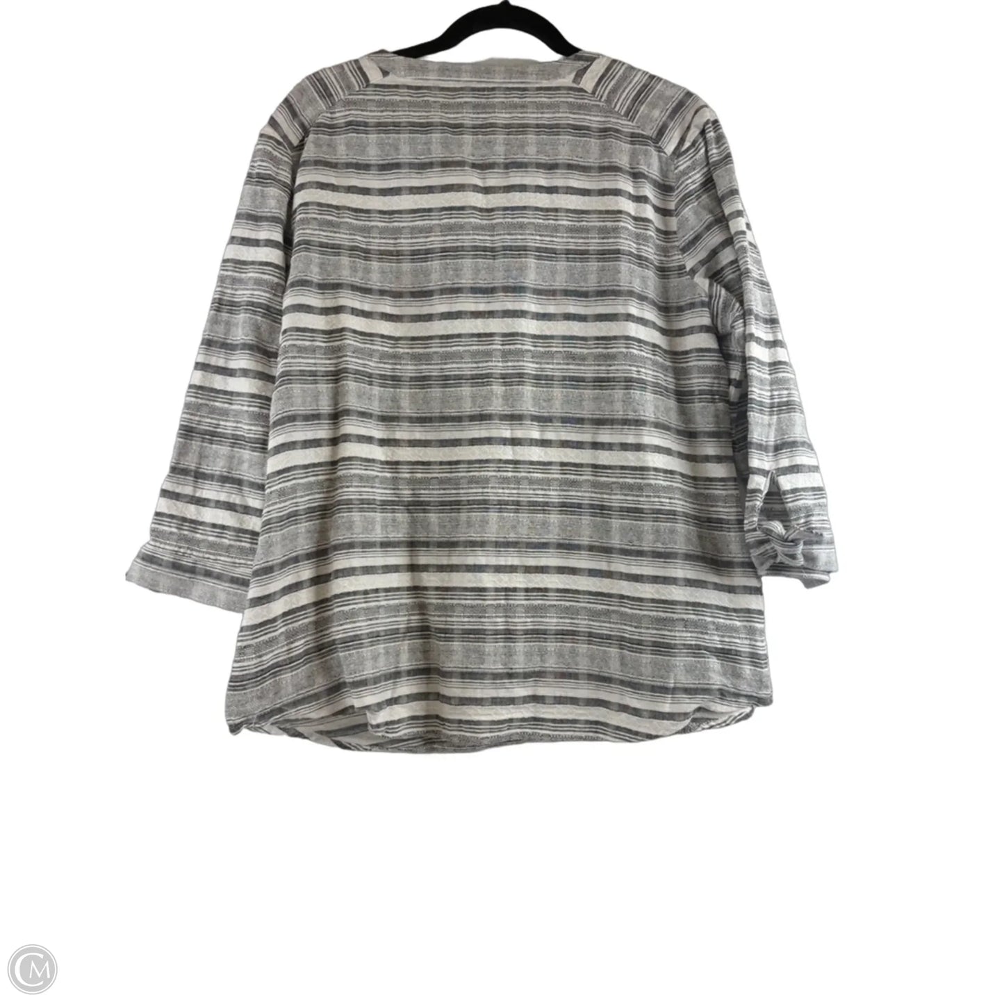Top Long Sleeve By Anne Klein In Grey & White, Size: L