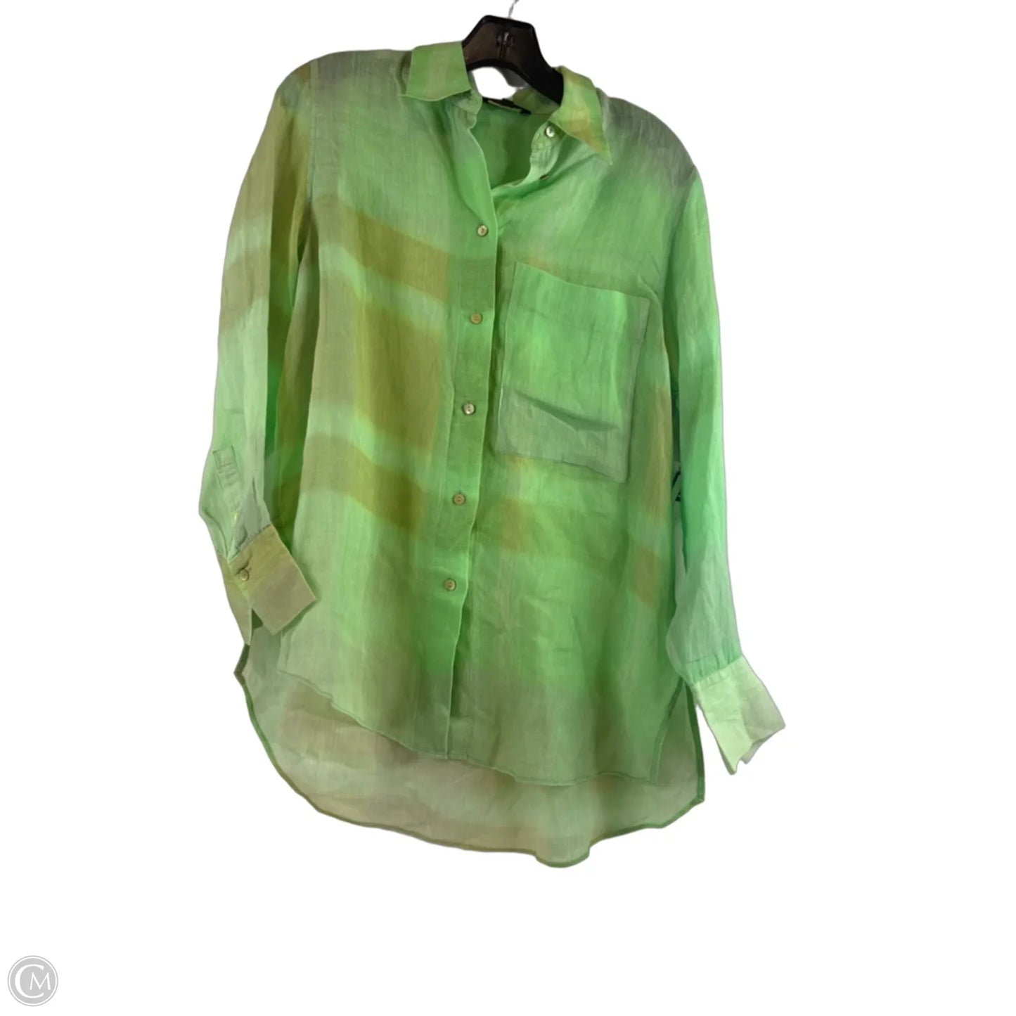 Top Long Sleeve By Massimo Dutti In Green, Size: S