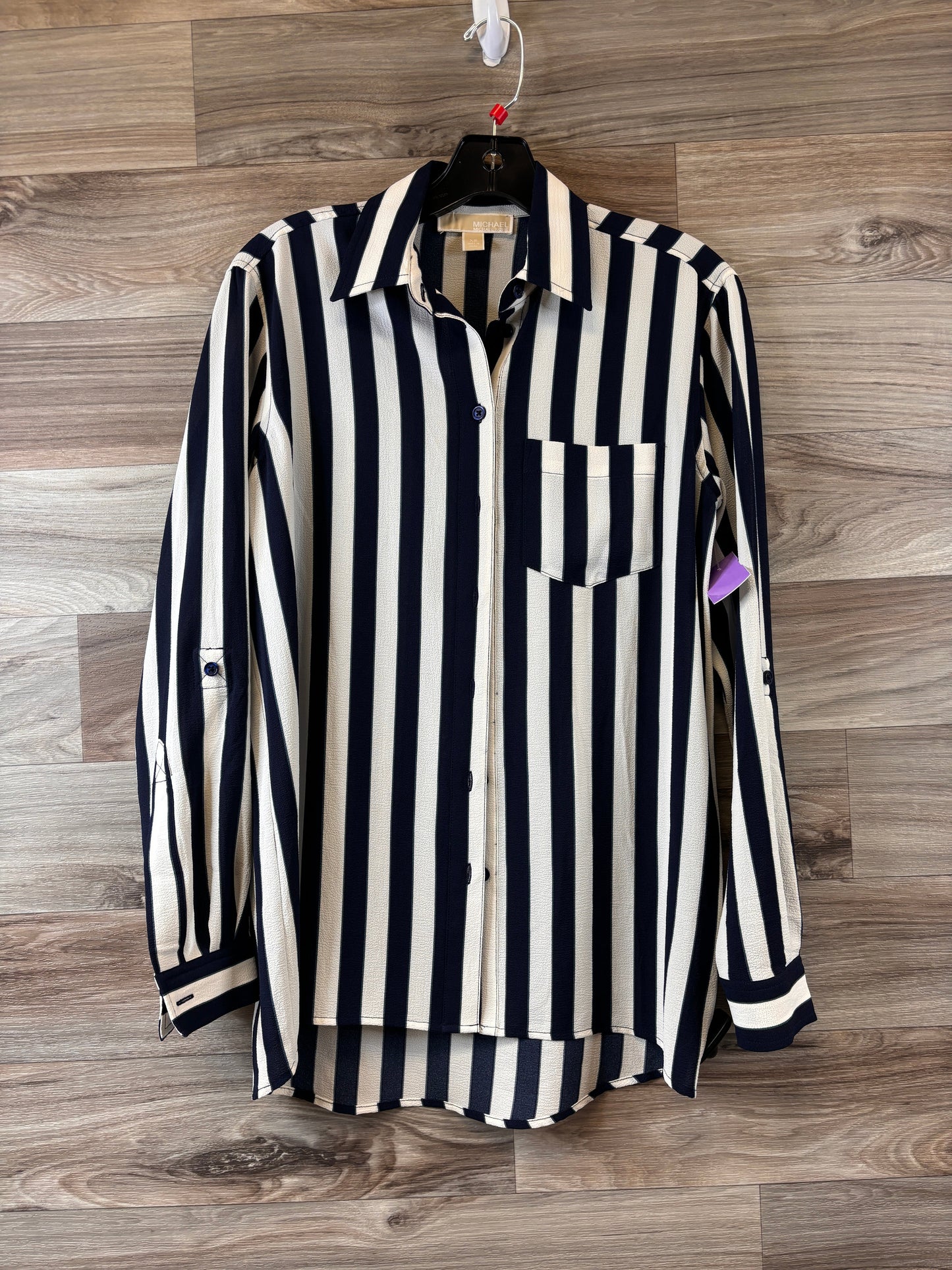 Striped Pattern Top Long Sleeve Michael By Michael Kors, Size Xs