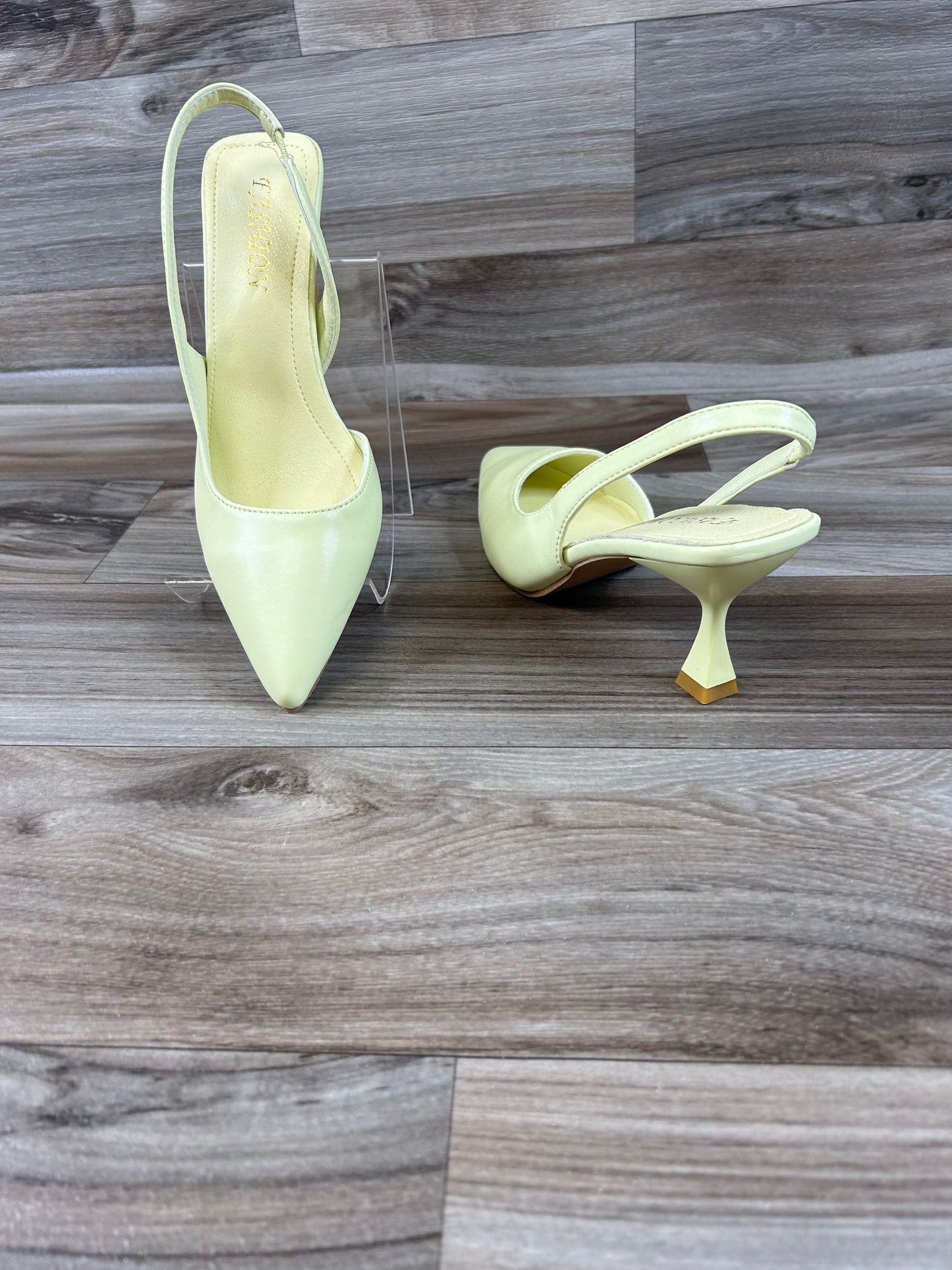 Yellow Shoes Heels Kitten Cme, Size 7.5