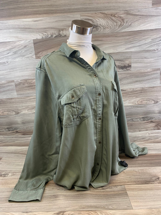 Top Long Sleeve By American Eagle In Green, Size: Xl