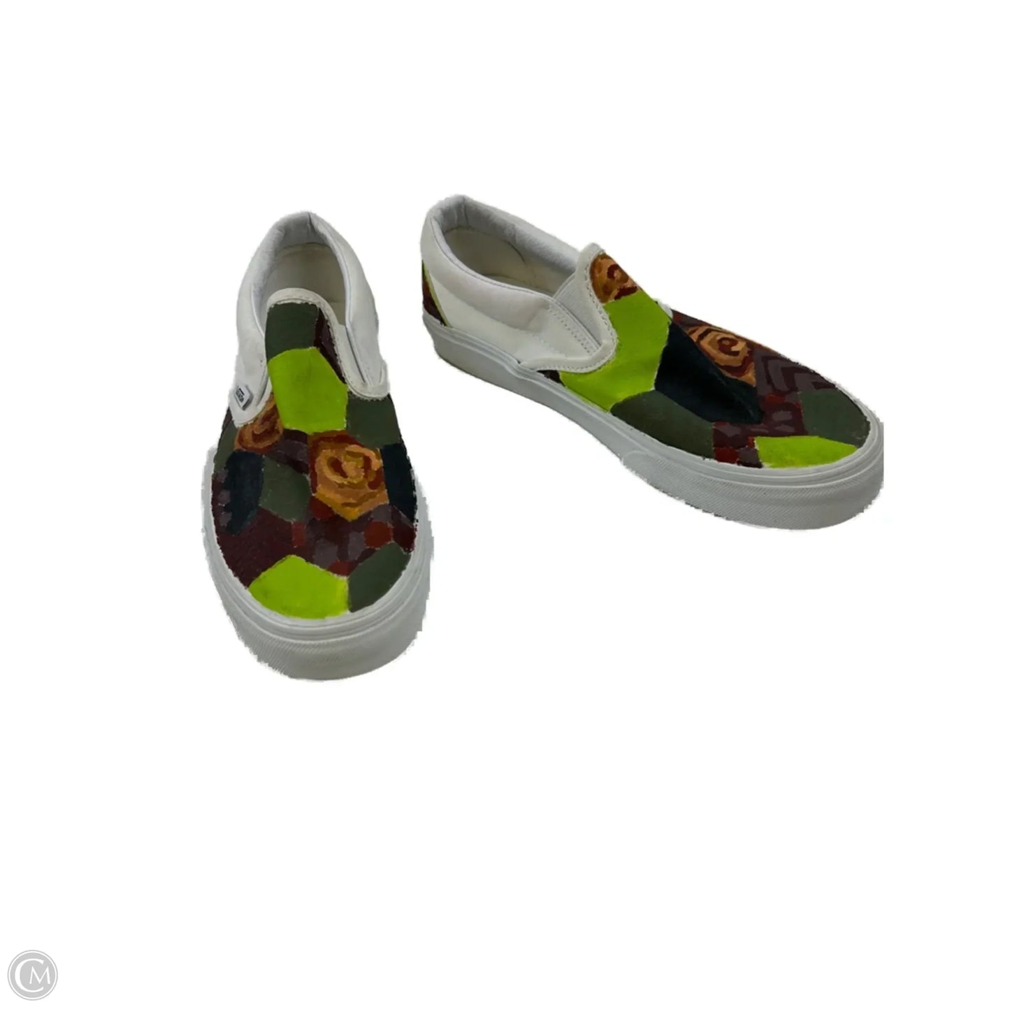 Shoes Sneakers By Vans In Green & White, Size: 9