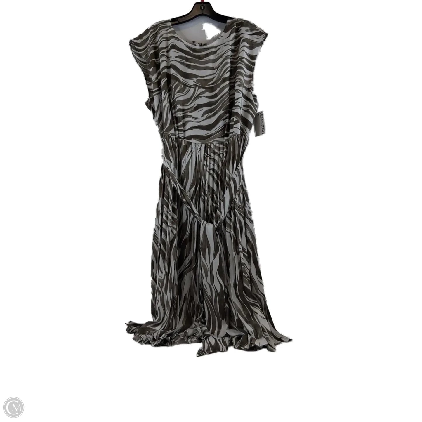 Dress Casual Midi By Nine West Apparel In Brown & White, Size: Xl