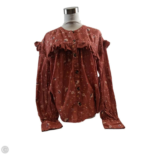 Top Long Sleeve By Free People In Orange & Yellow, Size: L