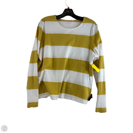 Top Long Sleeve Basic By Boden In White & Yellow, Size: L