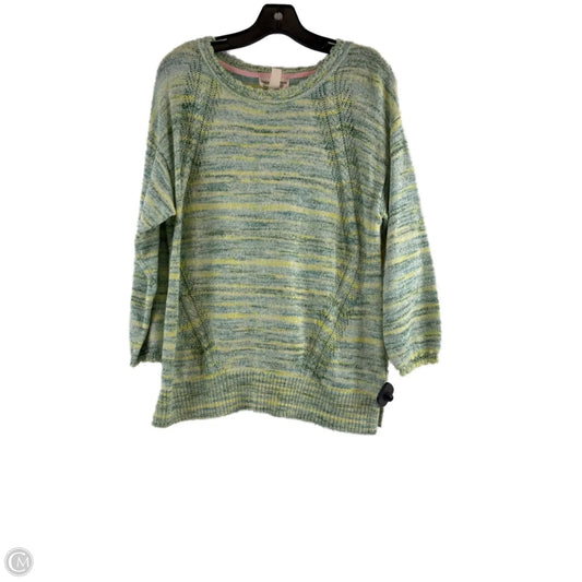 Top 3/4 Sleeve By Isaac Mizrahi Live Qvc In Green & Yellow, Size: M