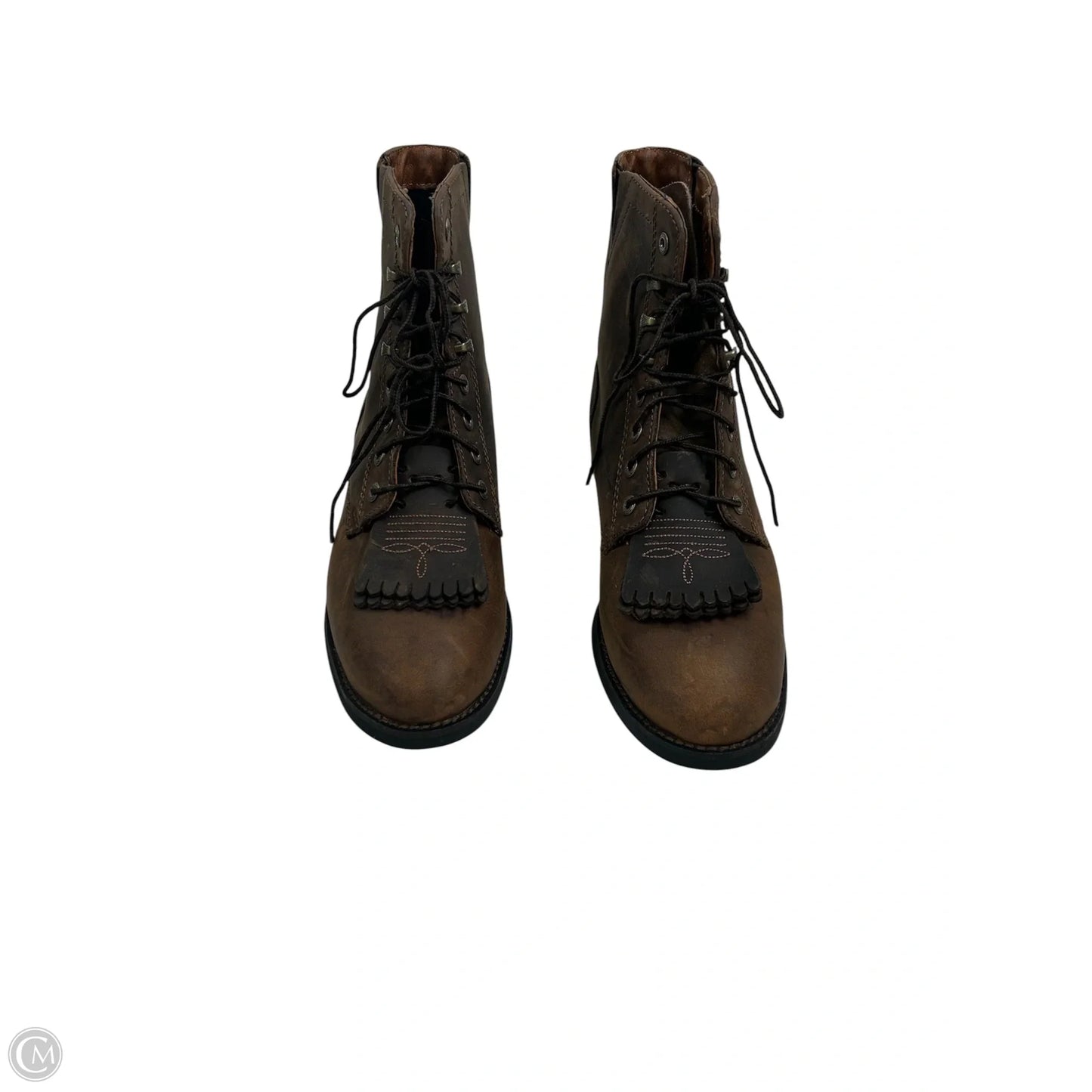 Boots Ankle Heels By Ariat In Brown, Size: 8.5