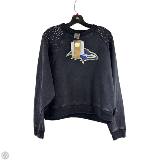 Athletic Top Long Sleeve Crewneck By Clothes Mentor In Black Denim, Size: L