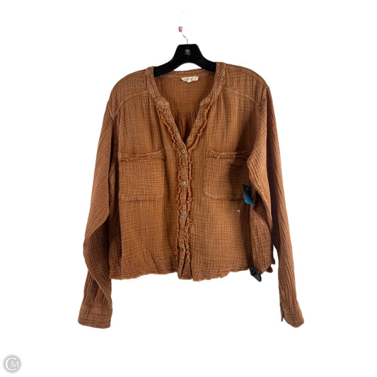 Top Long Sleeve By Easel In Orange, Size: S