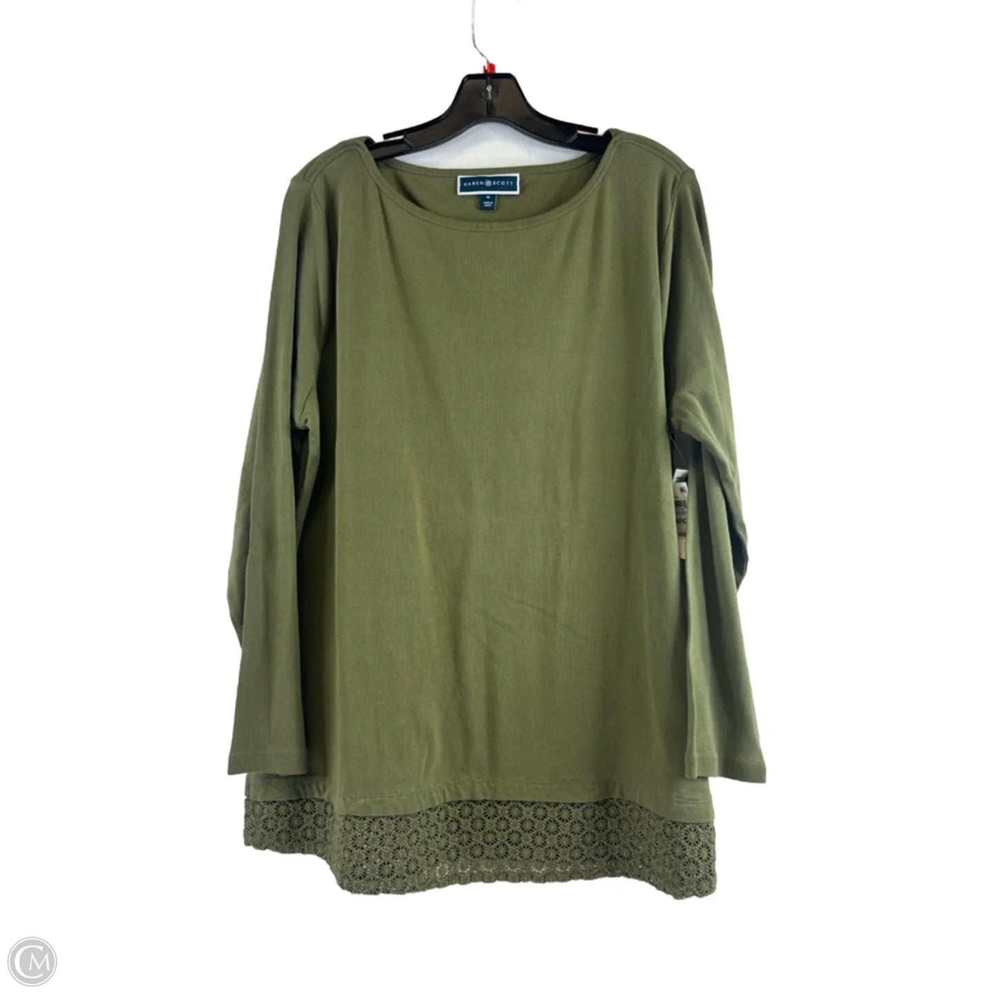 Top Long Sleeve By Karen Scott In Green, Size: Xl