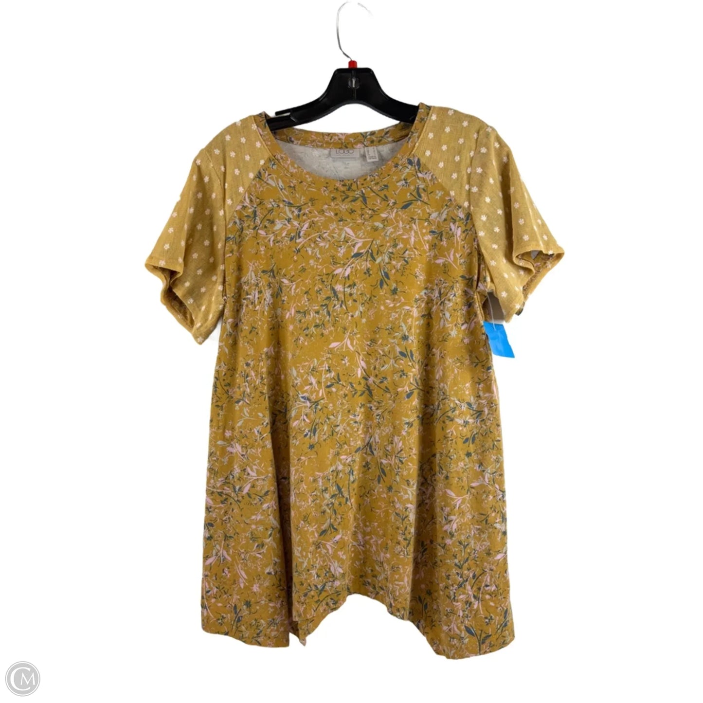 Top Short Sleeve By Logo In Yellow, Size: M