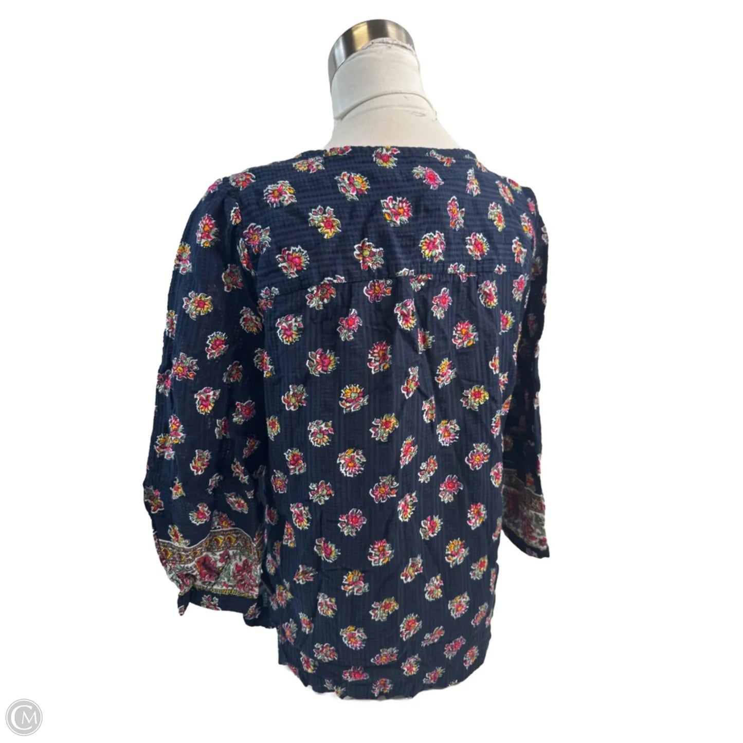 Top 3/4 Sleeve By Loft In Blue & Red, Size: S