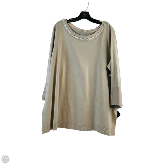 Top 3/4 Sleeve By Isaac Mizrahi Live Qvc In Beige, Size: Xl