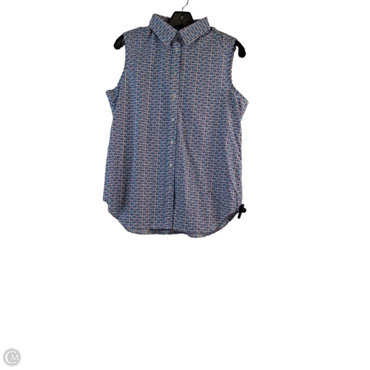 Top Sleeveless By Lands End In Blue Red & White, Size: M