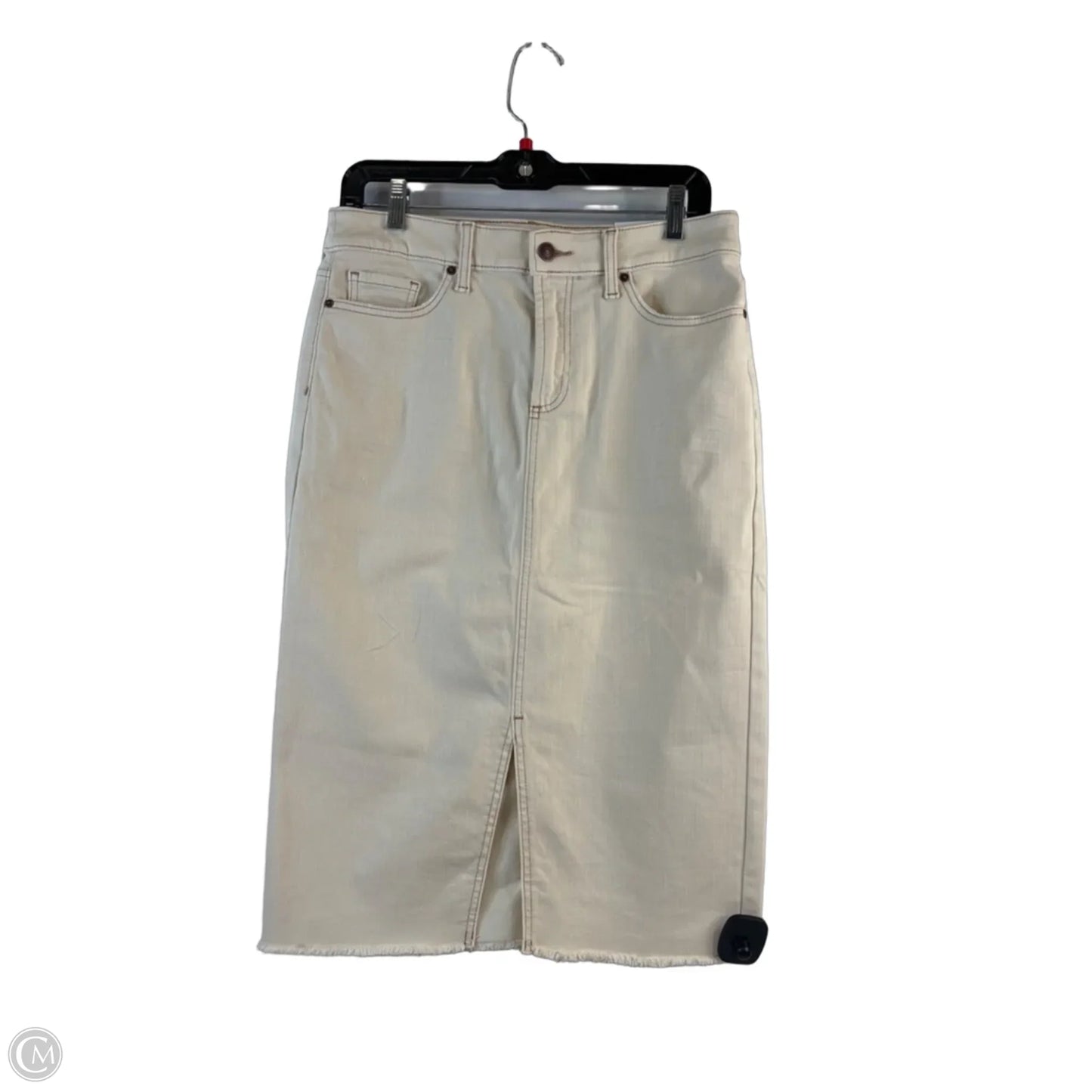 Skirt Midi By Chicos In Cream Denim, Size: 4