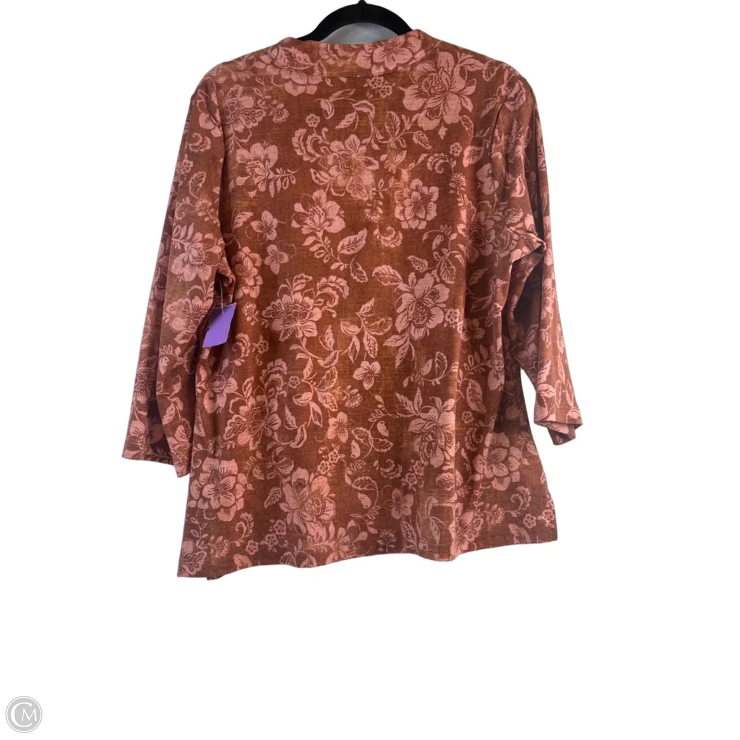 Top 3/4 Sleeve Basic By Isaac Mizrahi Live Qvc In Orange & Pink, Size: L