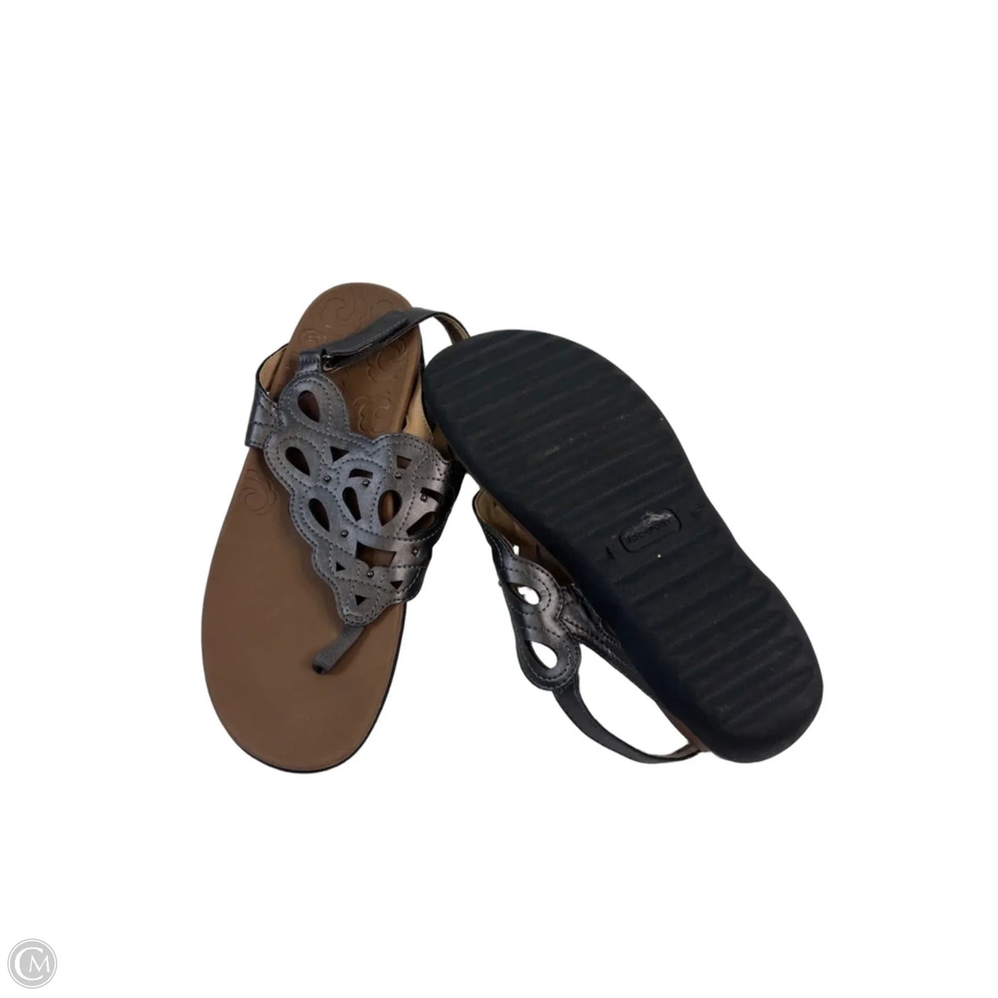 Sandals Flats By Rockport In Silver & Tan, Size: 9