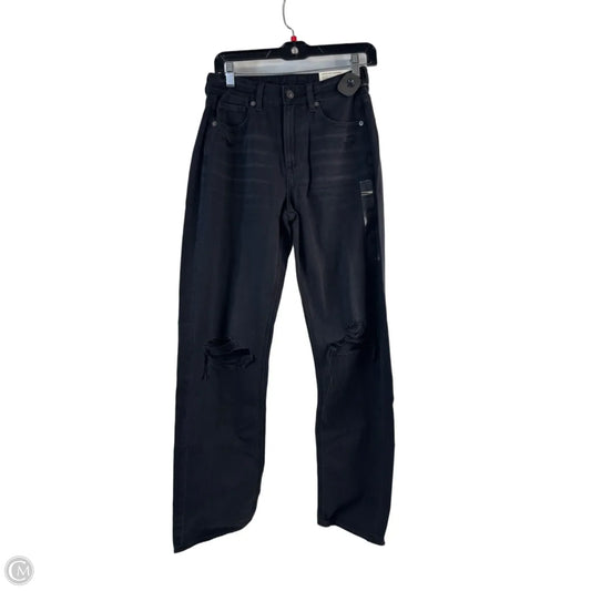 Jeans Straight By American Eagle In Black Denim, Size: 4