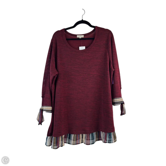 Top Long Sleeve By Chenault In Red, Size: 1x