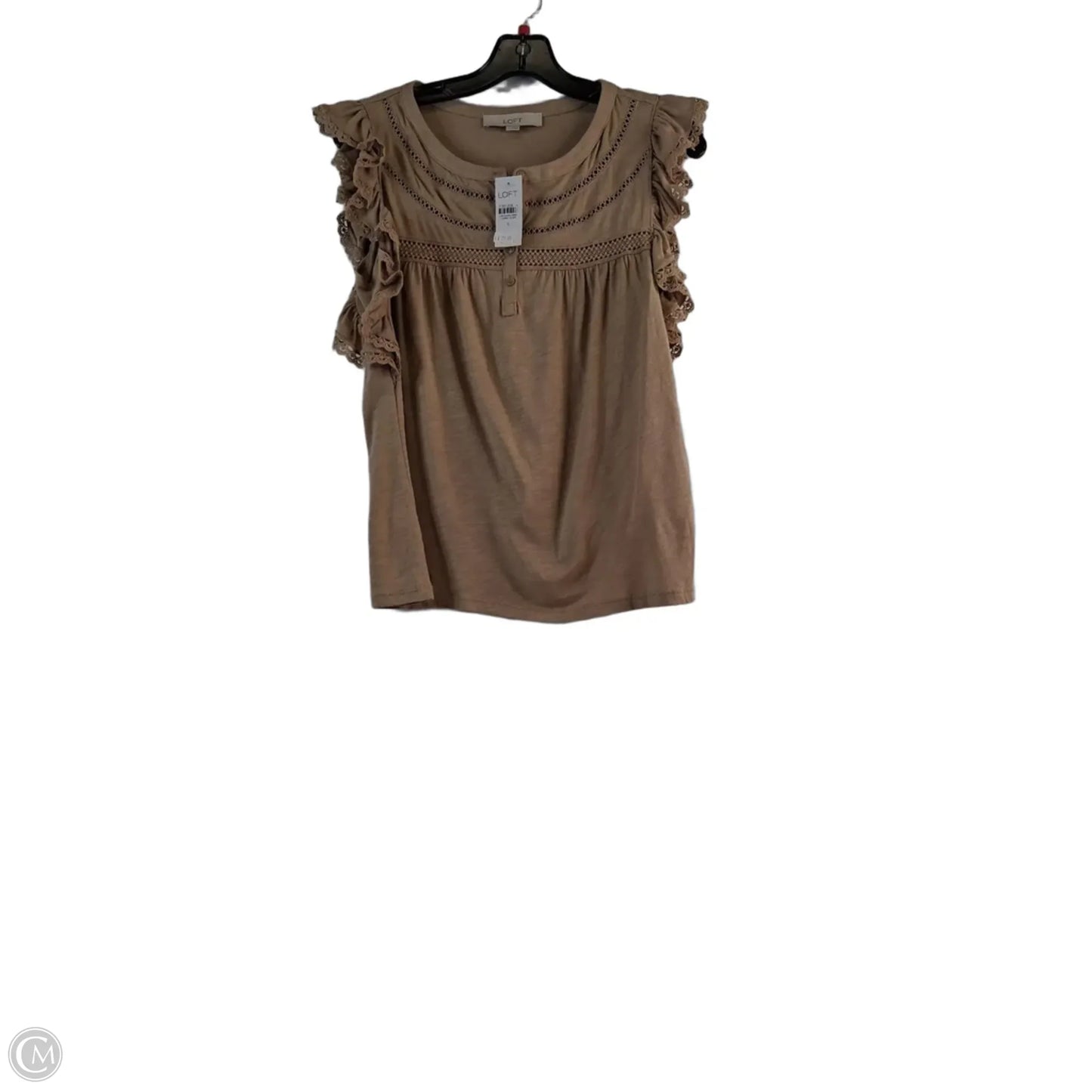 Top Short Sleeve By Loft In Tan, Size: S