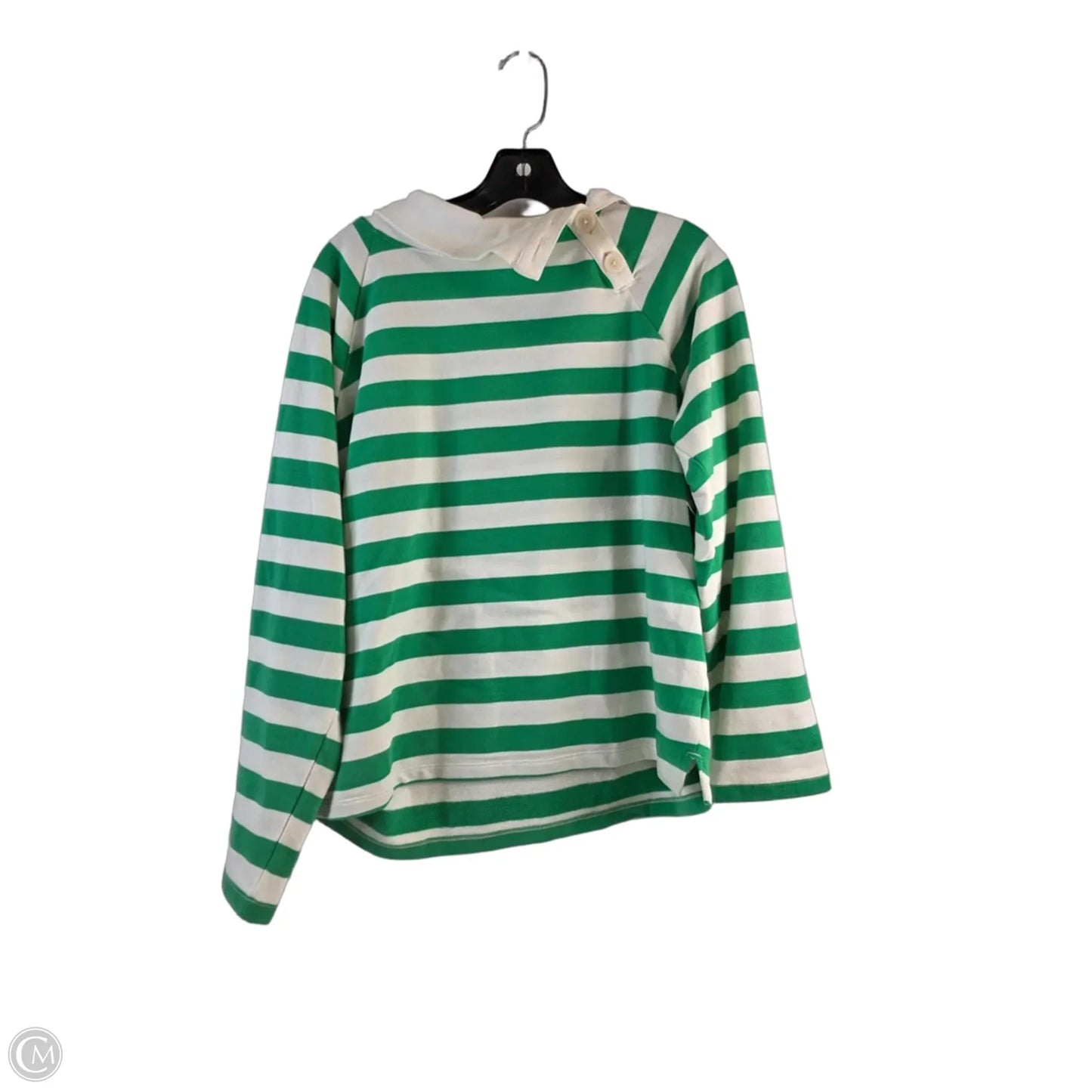 Top Long Sleeve Basic By J. Crew In Green & White, Size: M