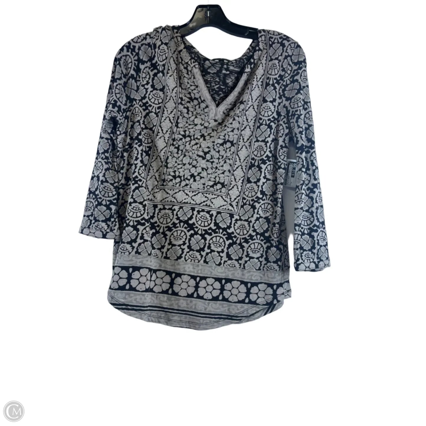 Top 3/4 Sleeve Basic By Lucky Brand In Black & Brown, Size: S