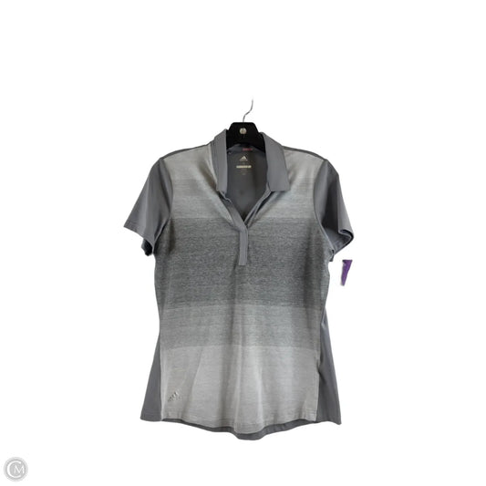 Athletic Top Short Sleeve By Adidas In Grey, Size: S