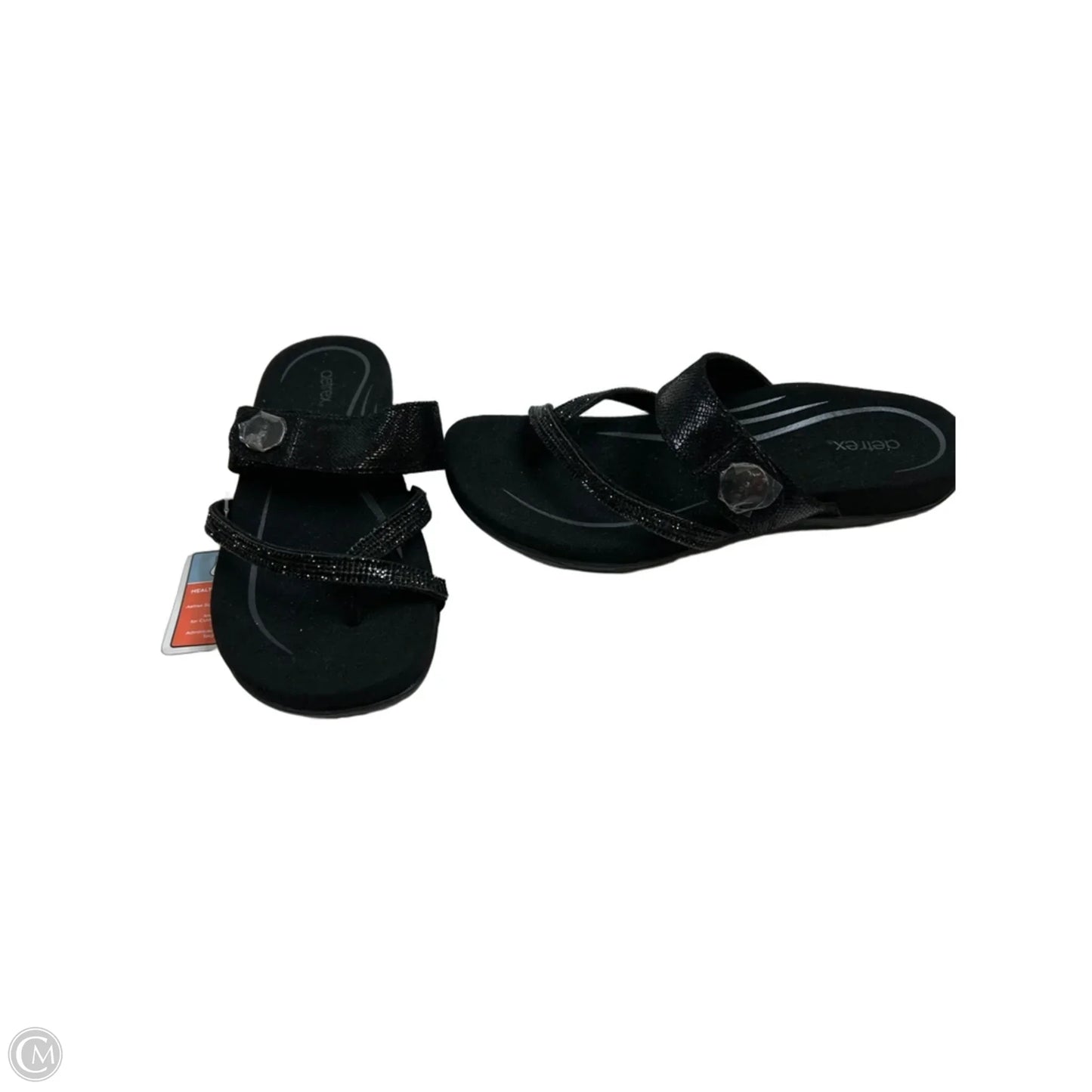 Sandals Flats By Aetrex In Black, Size: 9.5