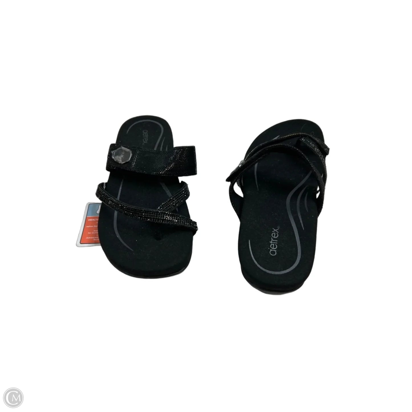 Sandals Flats By Aetrex In Black, Size: 9.5