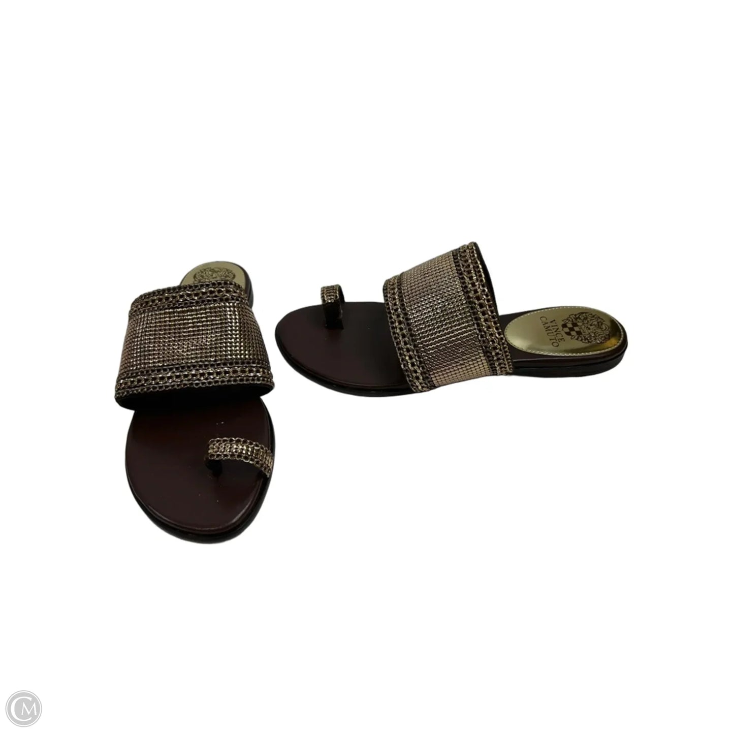 Sandals Flats By Vince Camuto In Brown & Gold, Size: 9