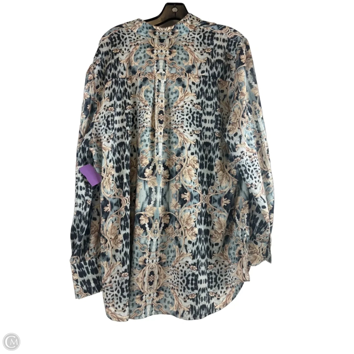 Top Long Sleeve By Chicos In Blue & Tan, Size: Xl