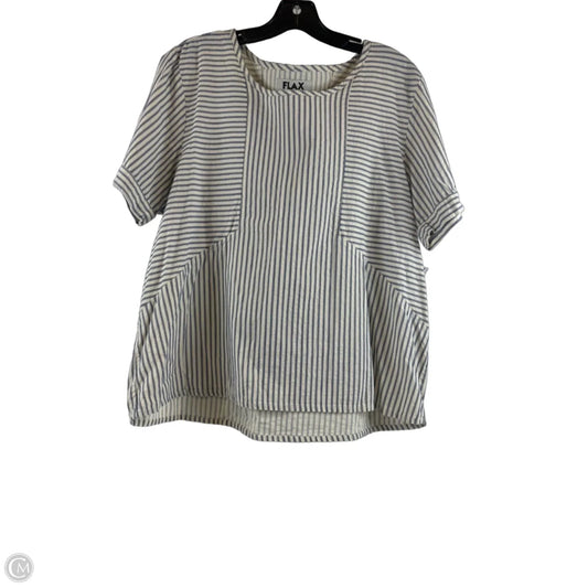 Top Short Sleeve By Flax In Blue & Cream, Size: M