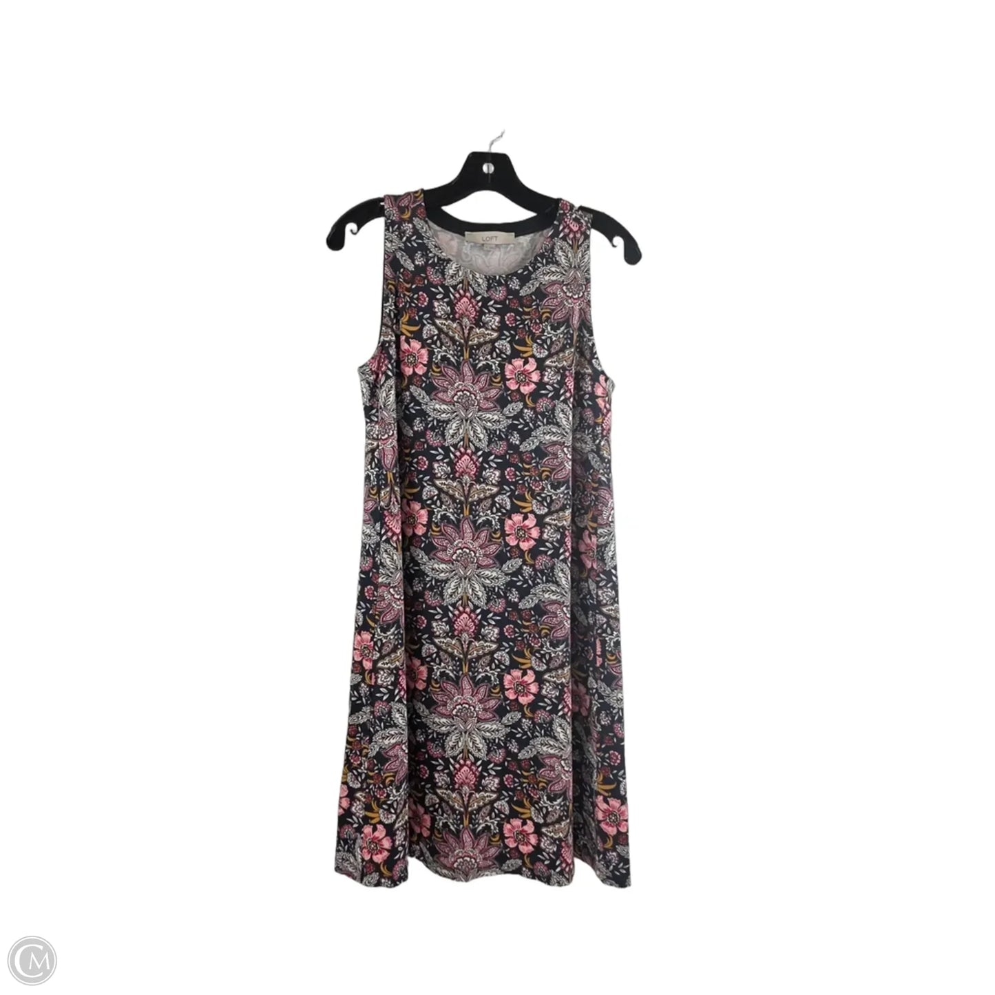 Dress Casual Midi By Loft In Grey & Pink, Size: S
