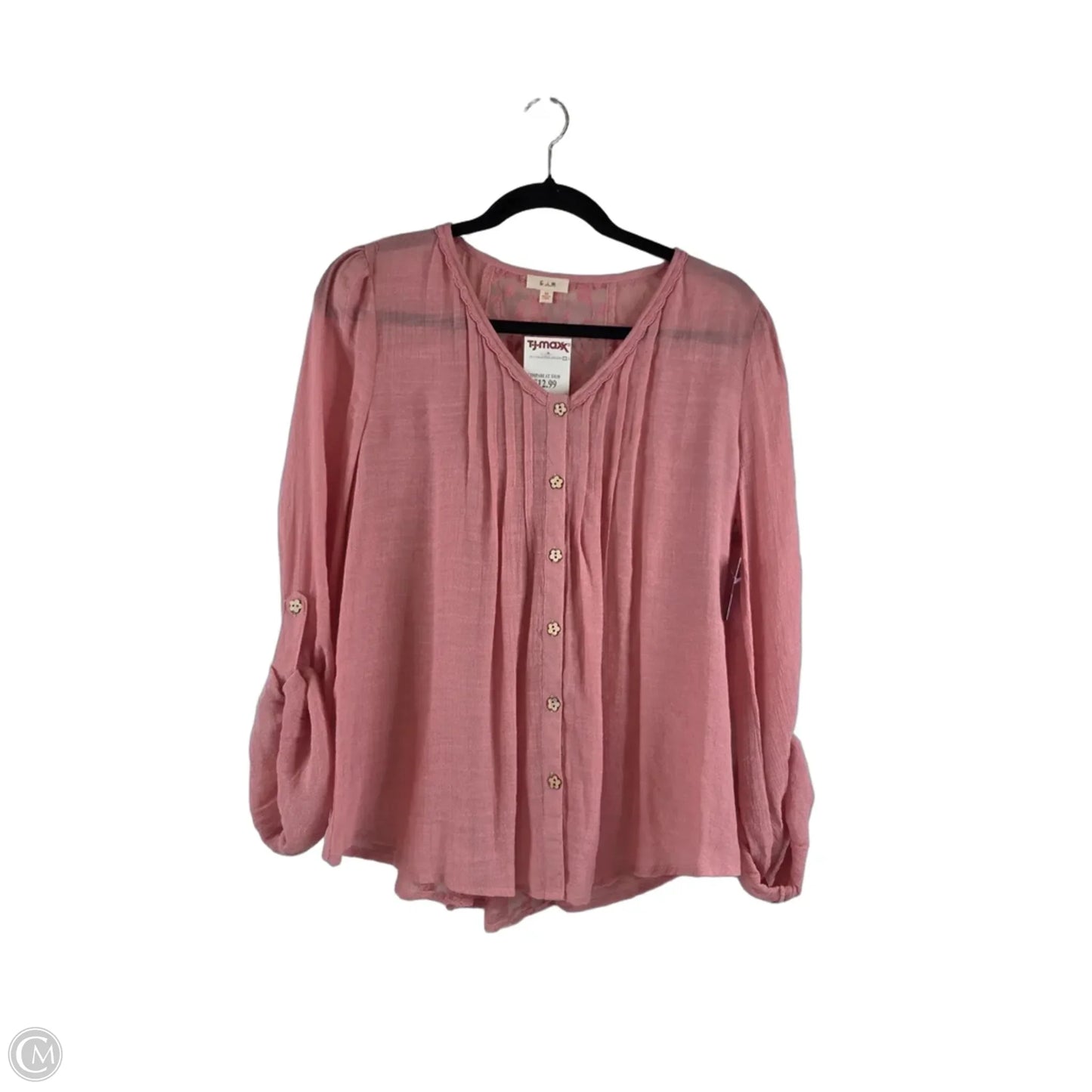 Top Long Sleeve By E&m In Pink, Size: M